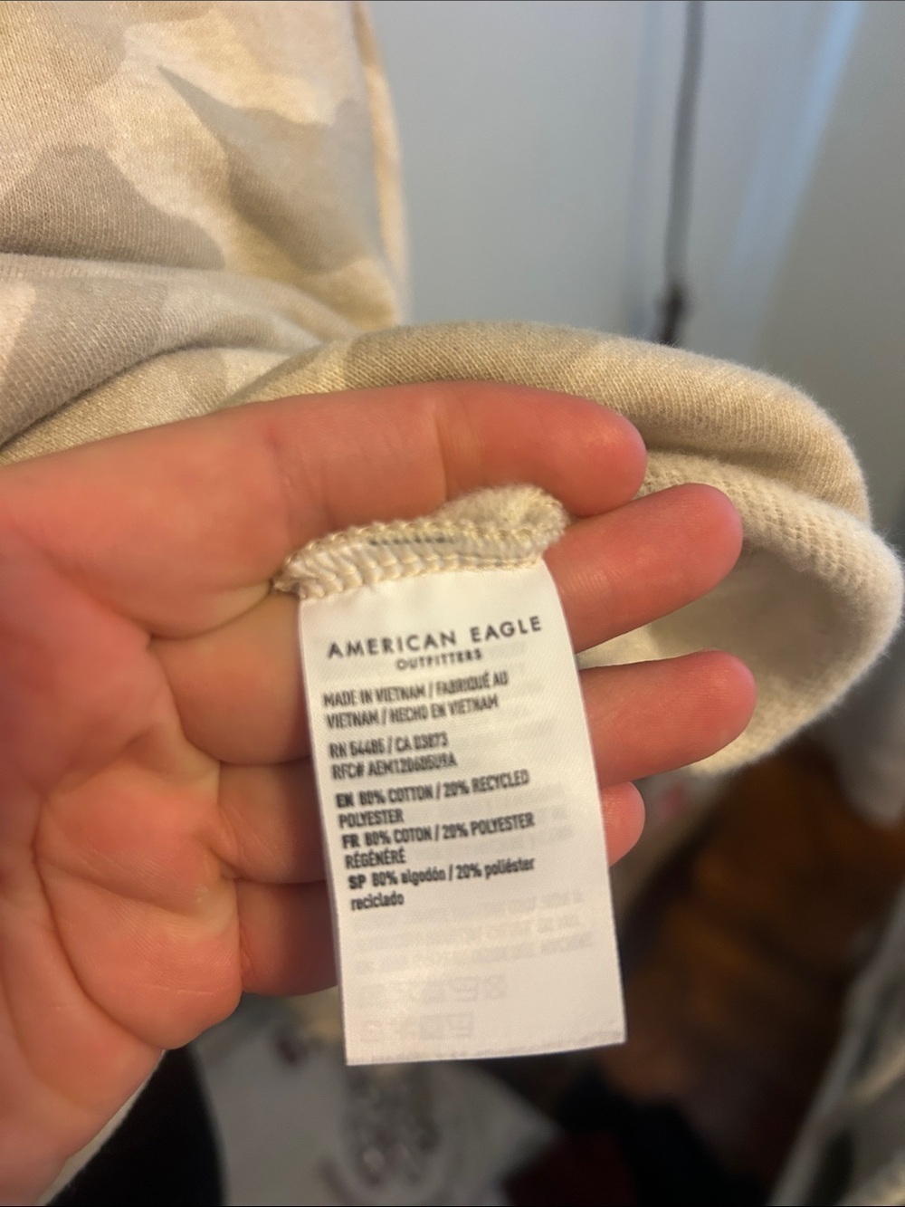 American Eagle Outfitters Beige Camo Crewneck Sweater - Picture 6 of 6